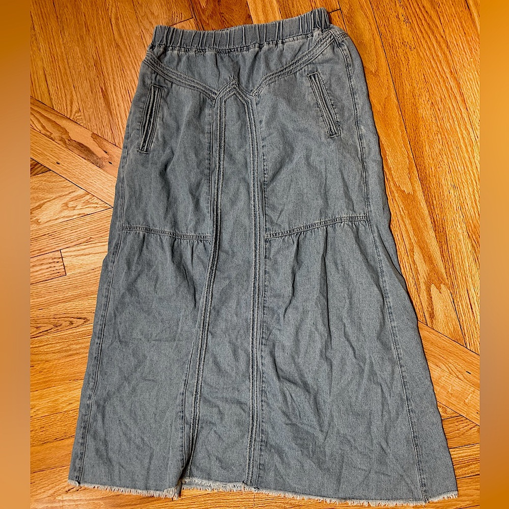 Ebossy Denim Maxi Skirt